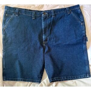 Wrangler Mens Carpenter Denim Shorts Dark Wash Blue Stretch Size 48 112315238